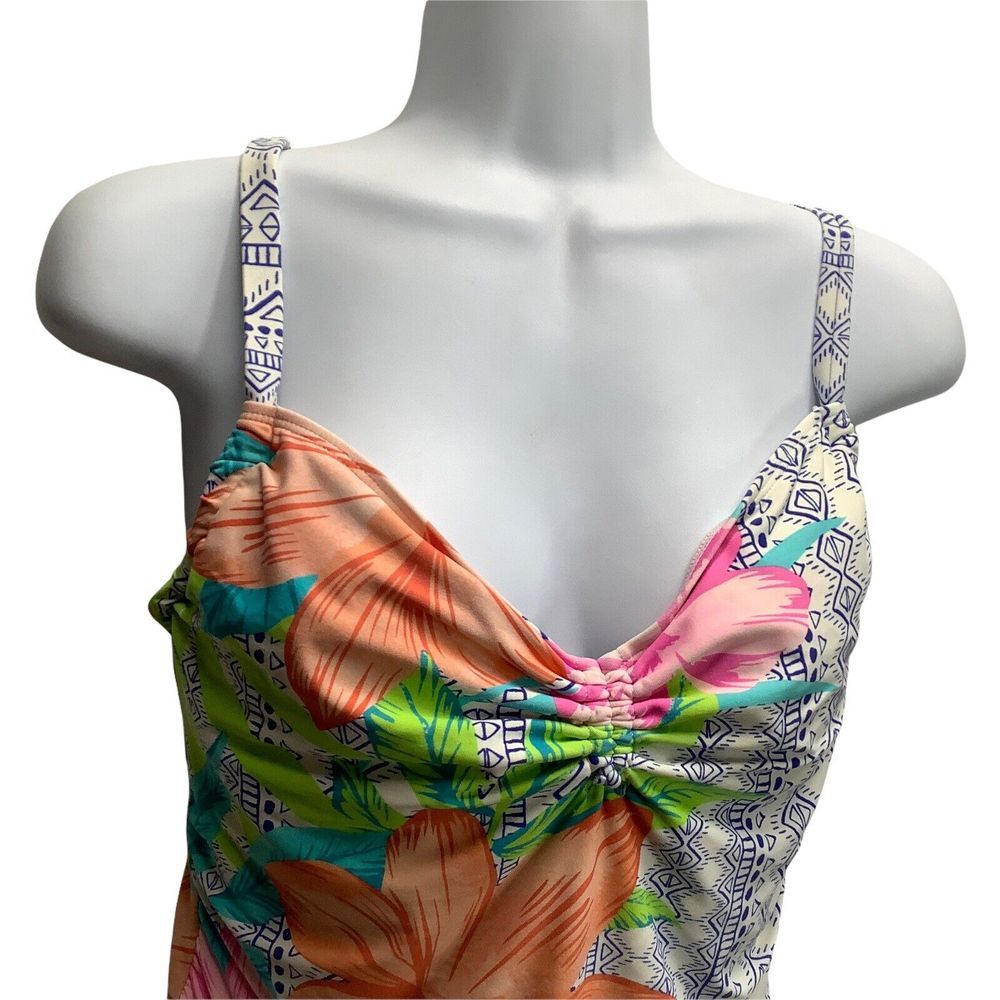 Hibiscus Flower Floral Tropical Leaf Tankini Swimsuit Top Size 8 ? NO Tag Womans - Picture 2 of 8